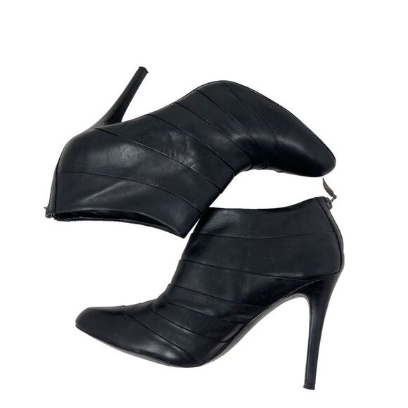 Guess Slick Ankle Bootie Stiletto Pleated Black Leather Women's 10 Back Zip - Picture 5 of 9